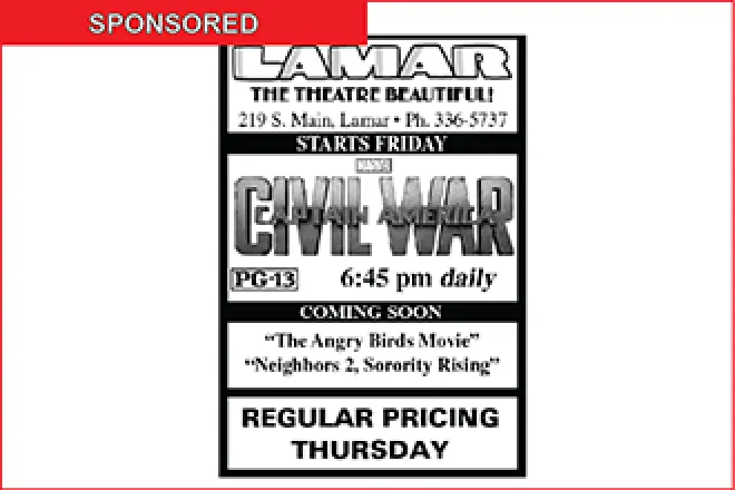 Lamar Theatre Ad - May 27, 2016