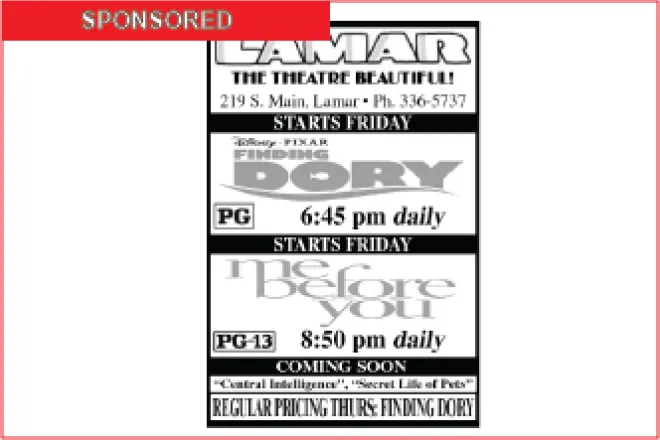 Lamar Theatre Ad - July 8, 2016