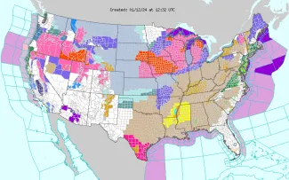 Map of United States weather alerts for January 12, 2024 - NWS