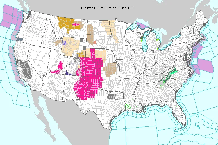 MAP United States weather alerts for October 11, 2020 - NWS