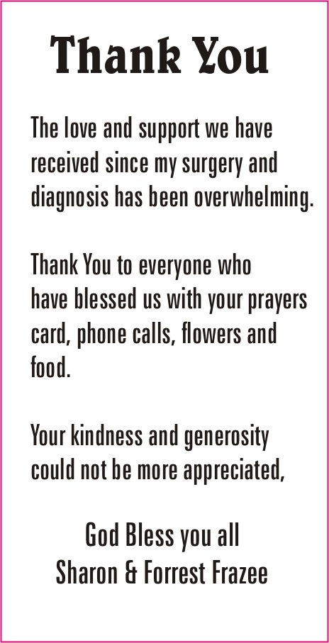 Thank you - Sharon Frazee Thank you - Sharon Frazee