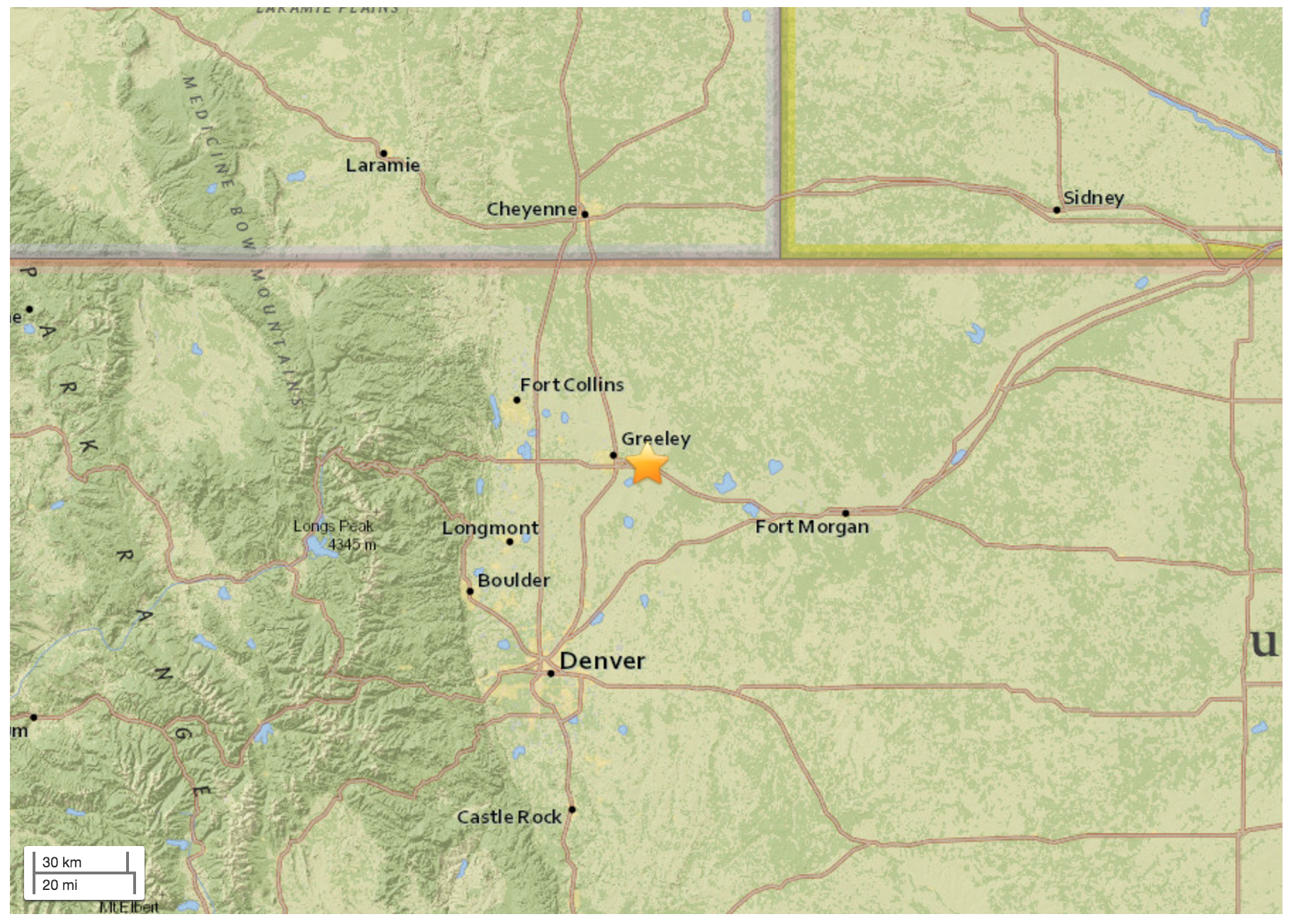 Highest magnitude earthquake in colorado