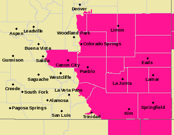 MAP Red Flag Warning SE Colorado