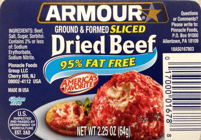 PICT Armour Ground and Formed Sliced Dried Beef Label - USDA PICT Armour Ground and Formed Sliced Dried Beef Label - USDA