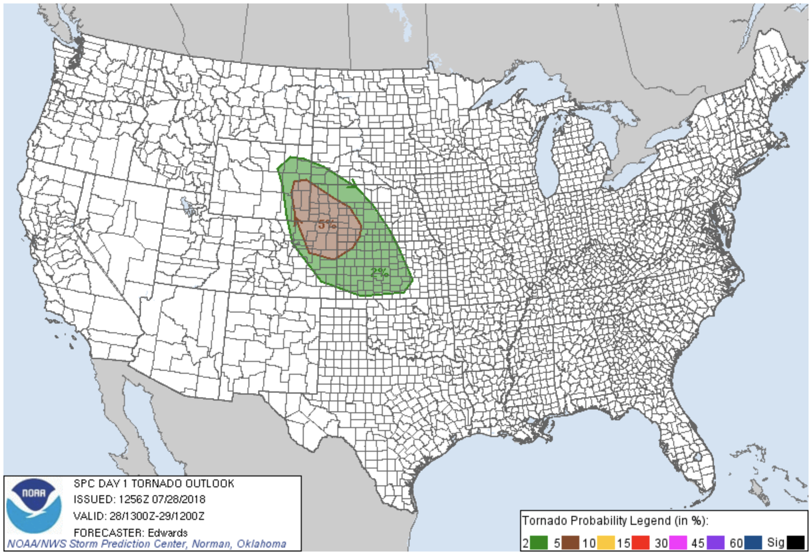 MAP Tornado Risk - July 28, 2018 MAP Tornado Risk - July 28, 2018