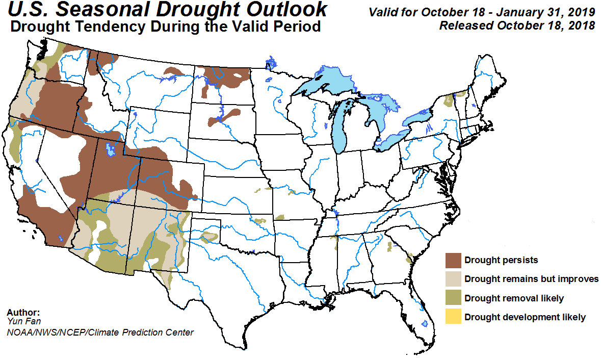 MAP Drought Outlook - October 2018 - January 2019 MAP Drought Outlook - October 2018 - January 2019