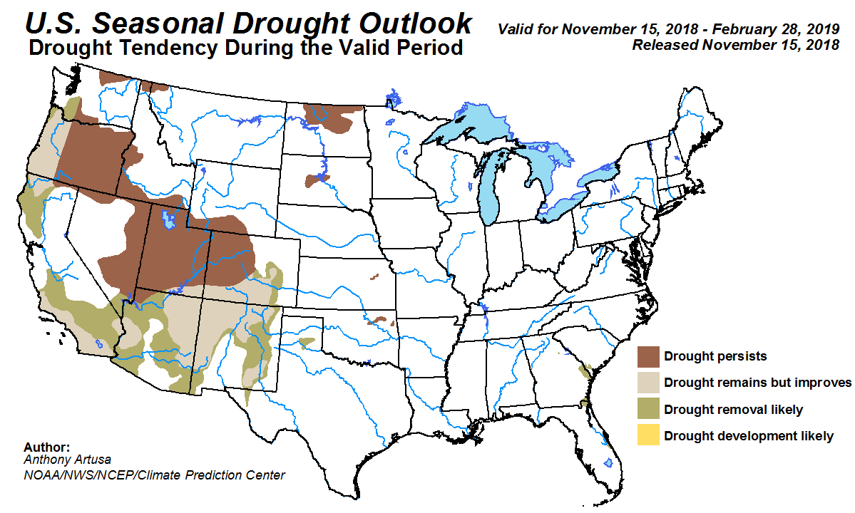 MAP National three-month drought outlook - November 15, 2018 MAP National three-month drought outlook - November 15, 2018