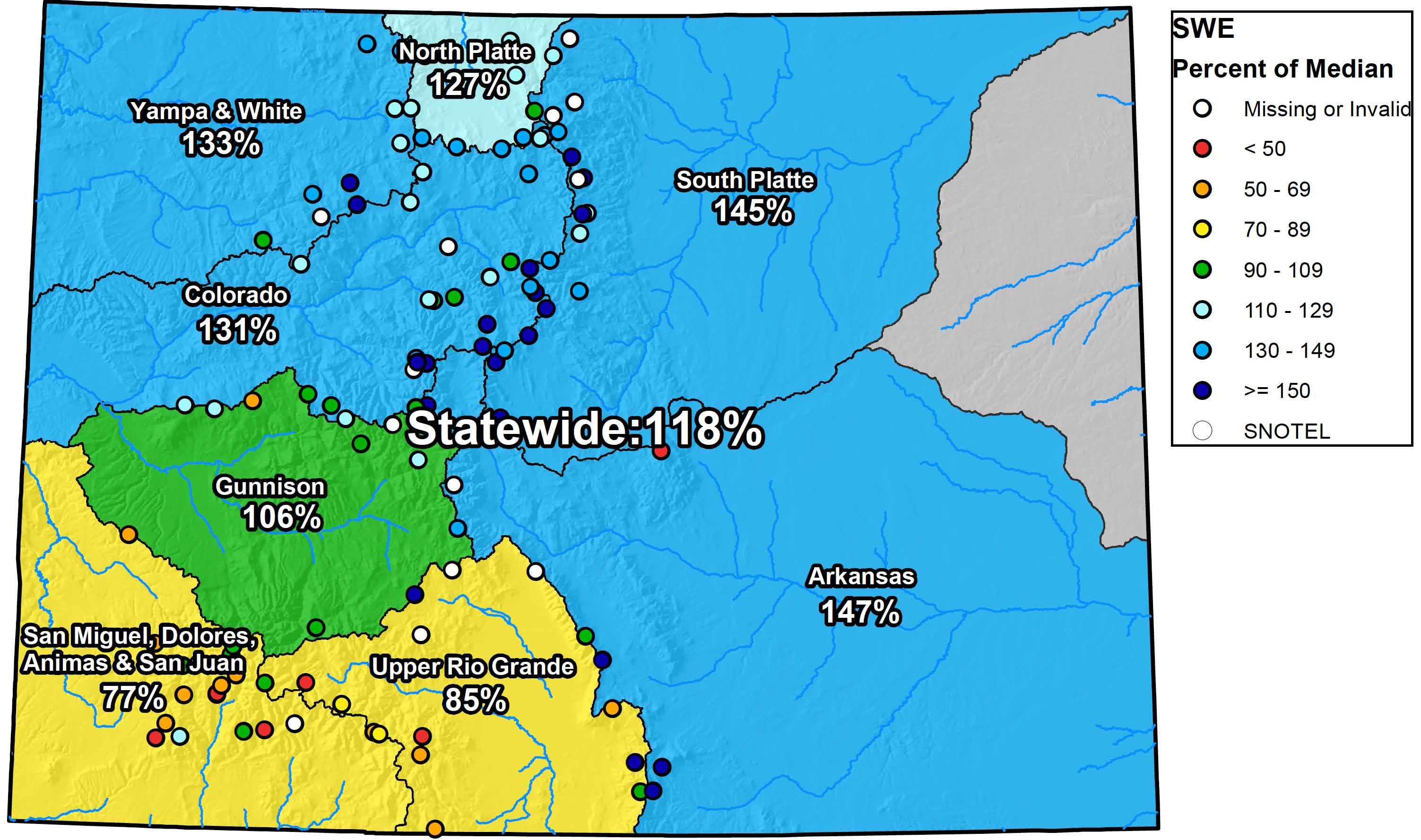 Extreme, exceptional drought drop from parts of Colorado snowpack in