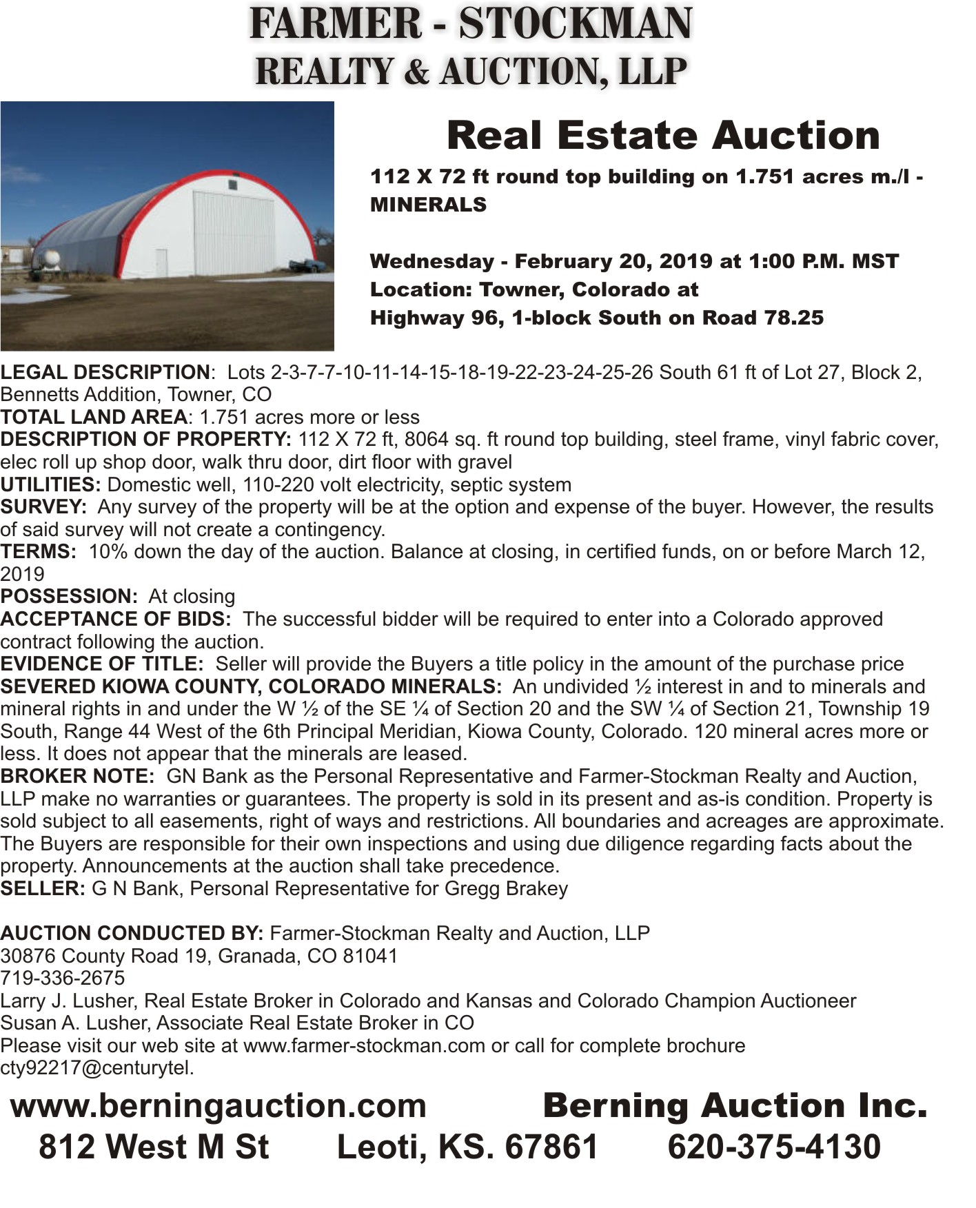 AD 2019 Berning Auction - Brakey 2 AD 2019 Berning Auction - Brakey 2