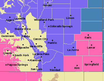MAP Southeast Colorado Winter Storm Warning - February 22-23, 2019