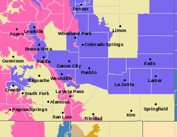 MAP Southeast Colorado Winter Weather Advisory March 1, 2019