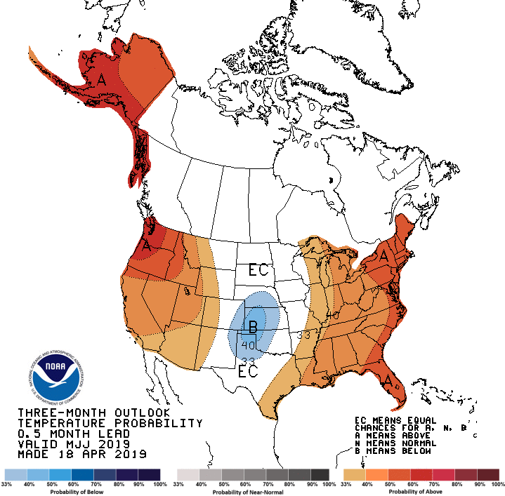 MAP 3-Month Temperature Outlook - May-July 2019