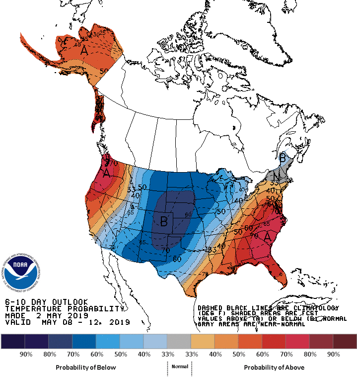 MAP 6-10 day Temperature Outlook - May 6-10 2019