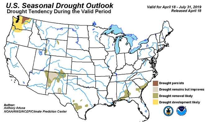 MAP Seasonal Drought Outlook - May-July 2019