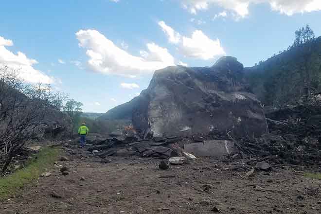 PICT 64J1 Boulder that destroyed part of Highway 145 - CDOT PICT Boulder that destroyed part of Highway 145 - CDOT