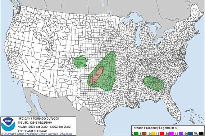 MAP 64J1 Tornado Risk - June 22, 2019 MAP Tornado Risk - June 22, 2019