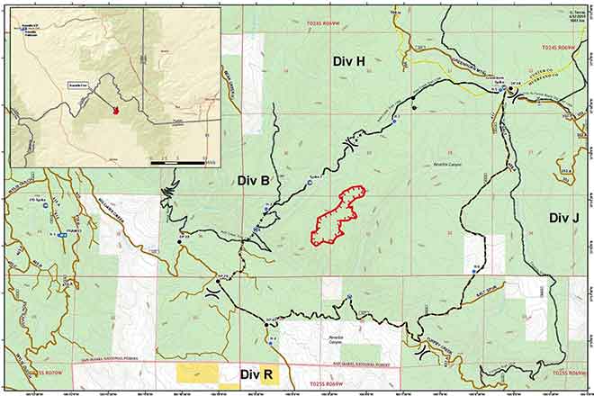 MAP Reveille Fire in Huerfano County as of June 13, 2019