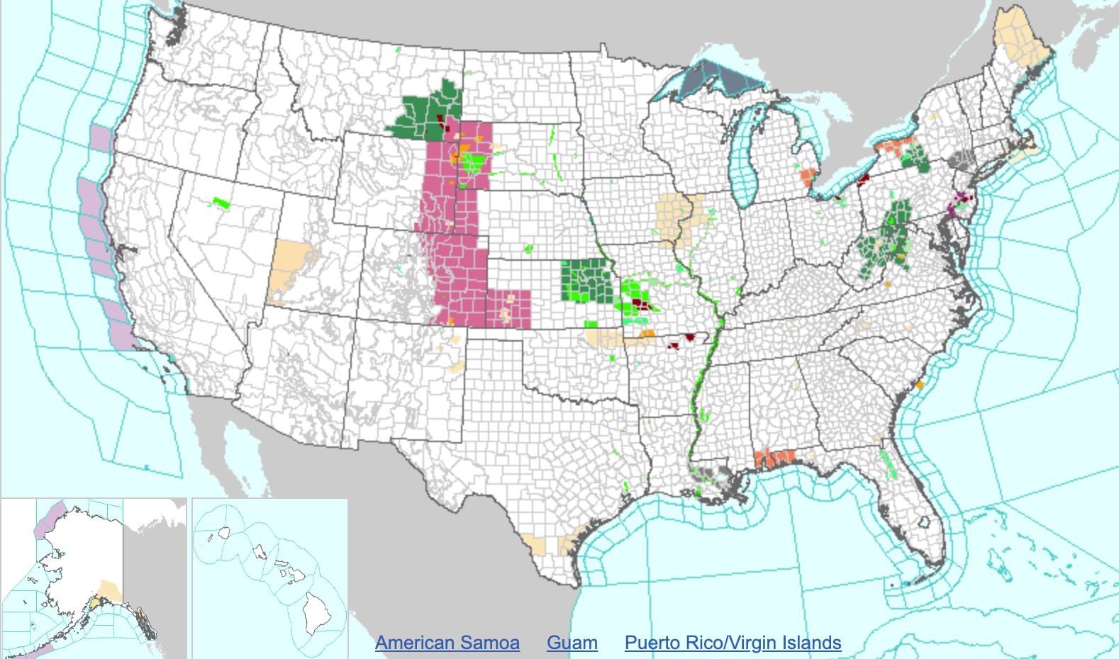 MAP National Weather Watches and Warnings for July 5, 2019 at 340 pm - NWS