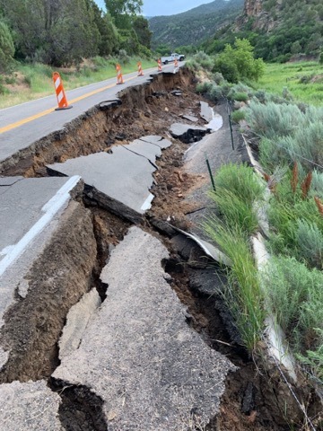 PICT Collapsed section of Highway 325 near Rifle Gap Reservoir - CDOT PICT Collapsed section of Highway 325 near Rifle Gap Reservoir - CDOT