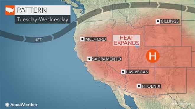 MAP 6xJ1 Heat building in the United States - AccuWeather MAP Heat building in the United States - AccuWeather