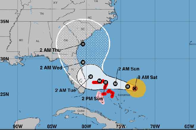 MAP Hurricane Dorian potential track as of August 31, 2019 - NOAA