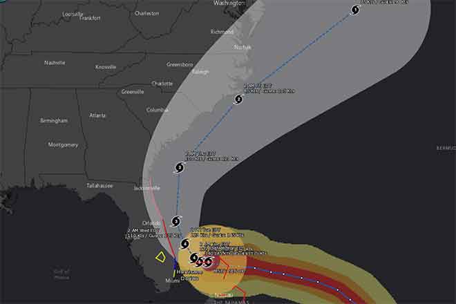 MAP 64J1 Predicted storm track of Hurricane Dorian as of September 2, 2019 - NOAA MAP Predicted storm track of Hurricane Dorian as of September 2, 2019 - NOAA