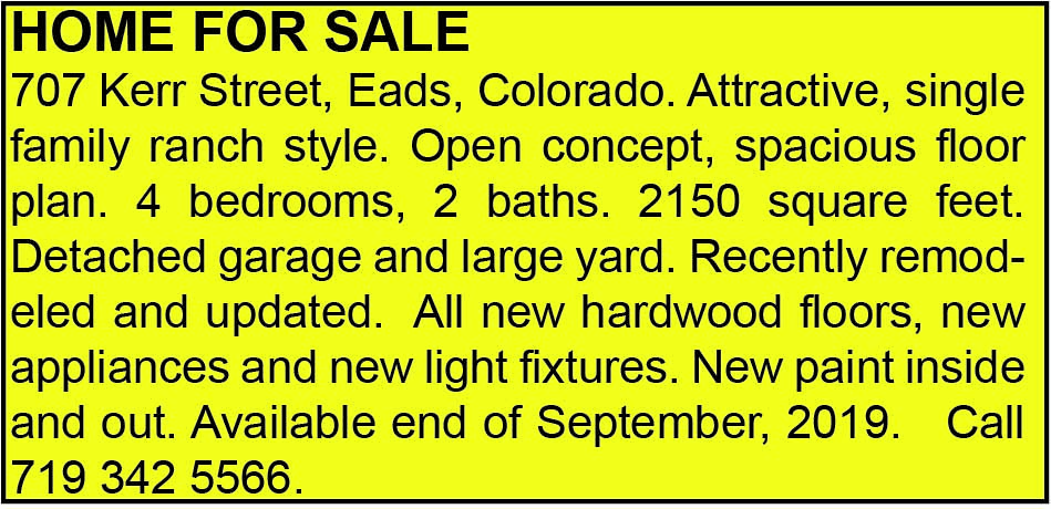 AD 2019-09-11 Home for Sale
