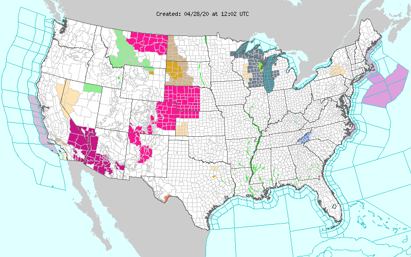 MAP National Weather Map for April 28, 2020 - NWS
