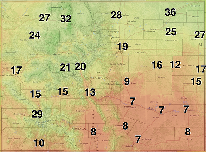 MAP Colorado relative humidity for May 23, 2020 - NWS MAP Colorado relative humidity for May 23, 2020 - NWS