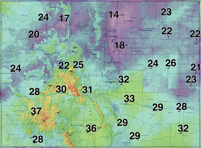 MAP Colorado wind gust for May 23, 2020 - NWS MAP Colorado wind gust for May 23, 2020 - NWS