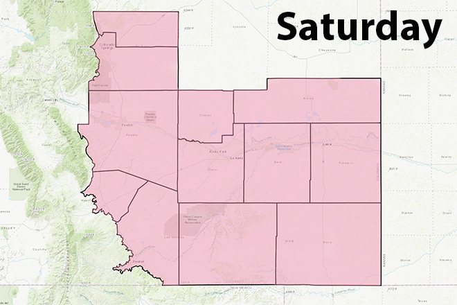 MAP Red flag warning for southeast Colorado Saturday, June 6, 2020 - NWS