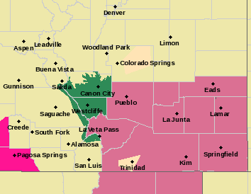 MAP Severe thunderstorm and flash flood watch in southeast Colorado June 19, 2020 - NWS