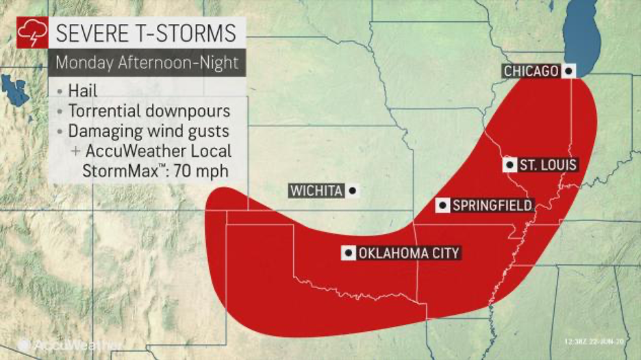 MAP Area for severe storms in the central United States for June 22, 2020 - AccuWeather MAP Area for severe storms in the central United States for June 22, 2020 - AccuWeather