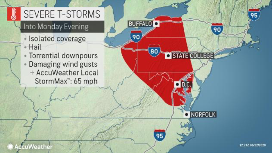 MAP Area for severe storms in the northeast United States for June 22, 2020 - AccuWeather MAP Area for severe storms in the northeast United States for June 22, 2020 - AccuWeather