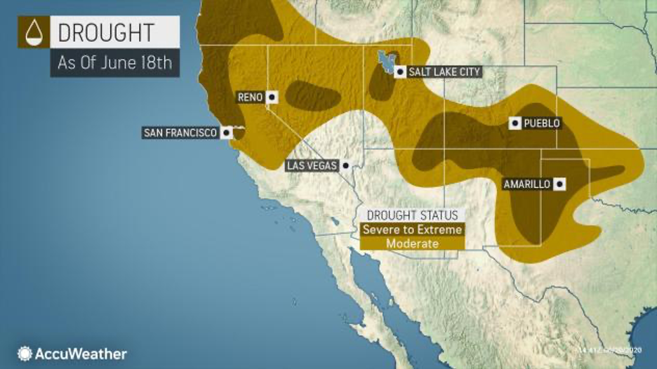 MAP Drought conditions across the southwest United States as of June 18, 2020 - AccuWeather MAP Drought conditions across the southwest United States as of June 18, 2020 - AccuWeather