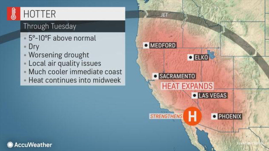 MAP Temperatures across the western United States June 21-22, 2020 - AccuWeather MAP Temperatures across the western United States June 21-22, 2020 - AccuWeather