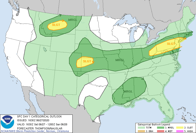 MAP Convective outlook for the United States for June 27, 2020 - NWS MAP Convective outlook for the United States for June 27, 2020 - NWS