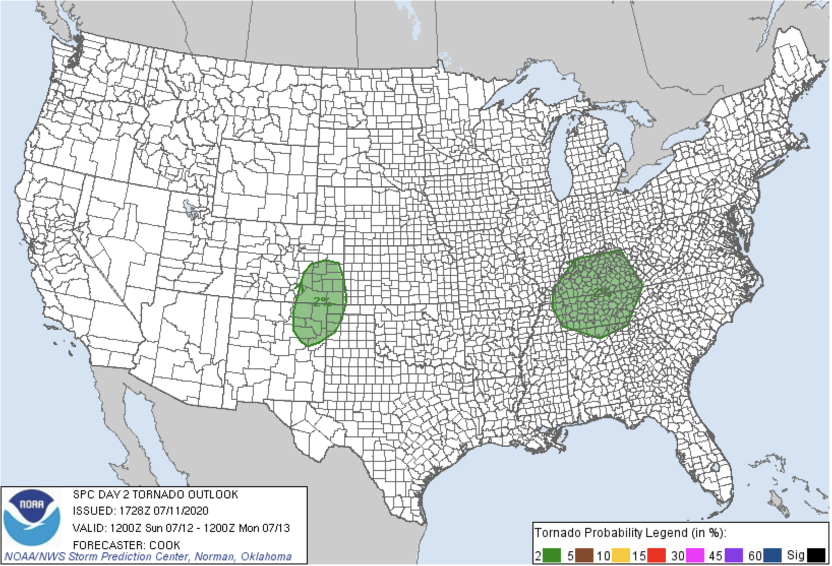 MAP Tornado risk for July 12, 2020 - NWS MAP Tornado risk for July 12, 2020 - NWS
