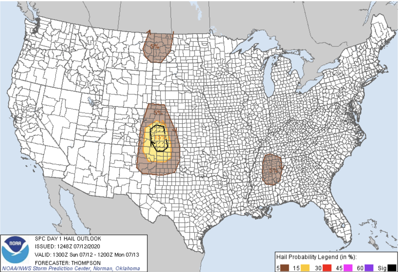 MAP Hail outlook for July 12, 2020 - NWS
