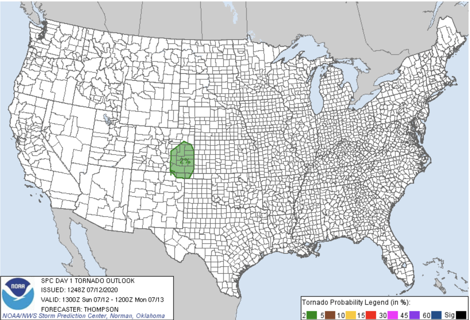 MAP Tornado outlook for July 12, 2020 - NWS