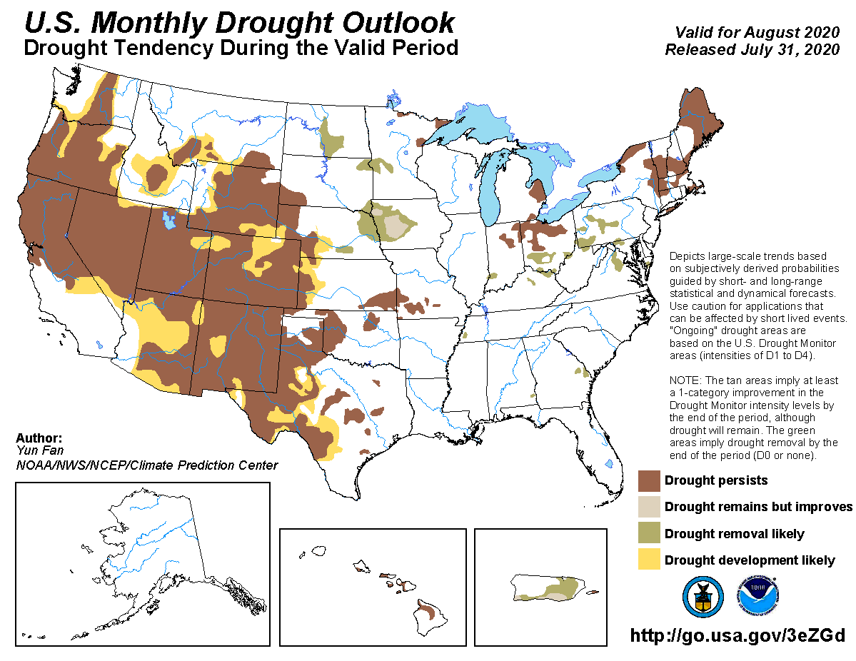 MAP U.S. Monthly Drought Outlook - August 2020 - NWS MAP U.S. Monthly Drought Outlook - August 2020 - NWS