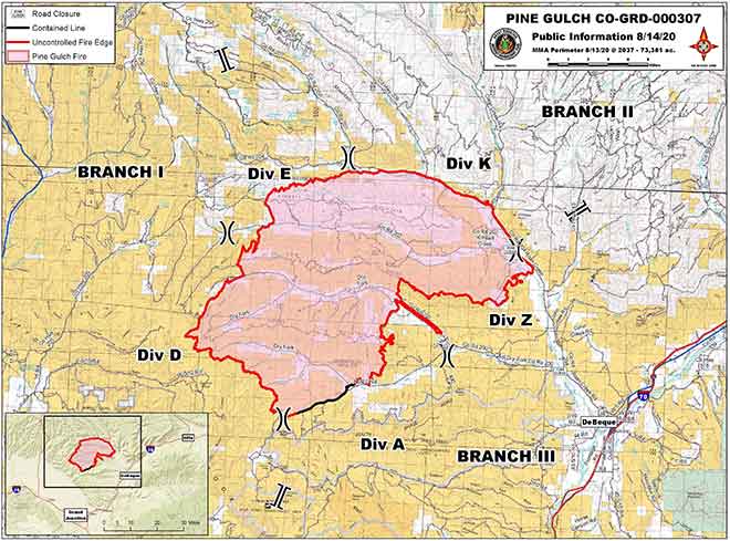MAP 6xJ1 Pine Gulch Fire perimeter as of August 14, 2020 MAP Pine Gulch Fire perimeter as of August 14, 2020