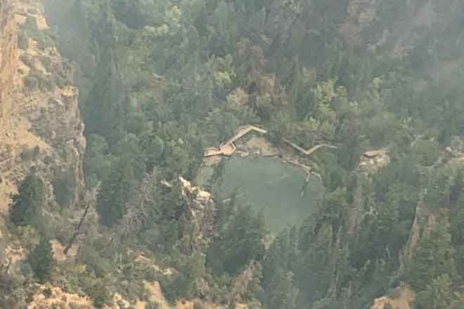PICT 64J1 Hanging Lake as seen from the air August 13, 2020 PICT Hanging Lake as seen from the air August 13, 2020