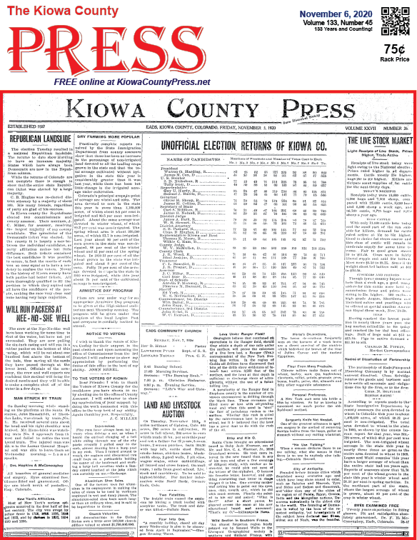 Photo of the Week November 6, 2020 Kiowa County Press Eads