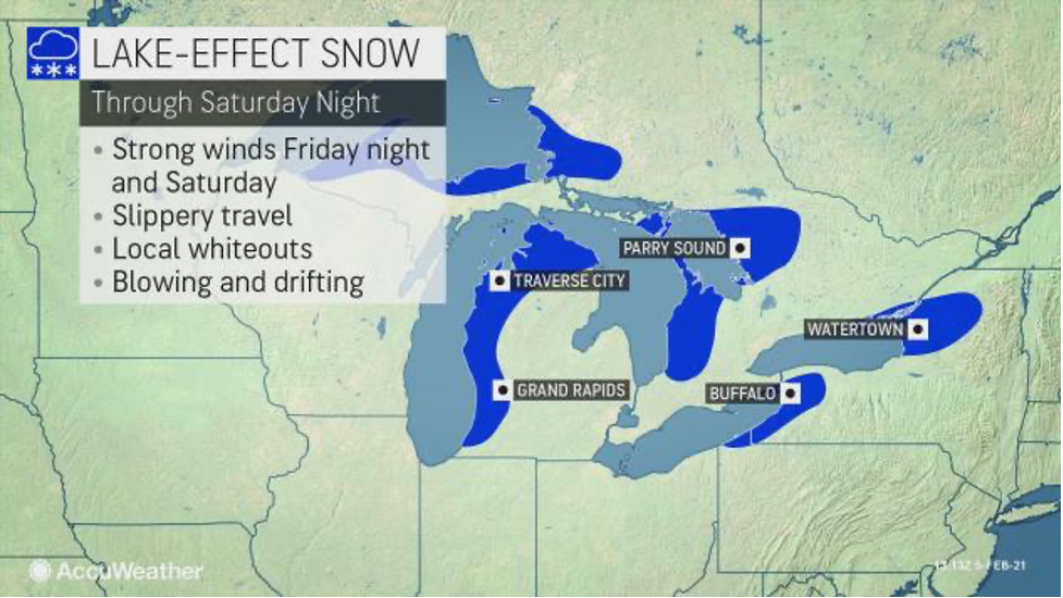 MAP Lake-effect snow through February 6, 2021 - AccuWeather MAP Lake-effect snow through February 6, 2021 - AccuWeather