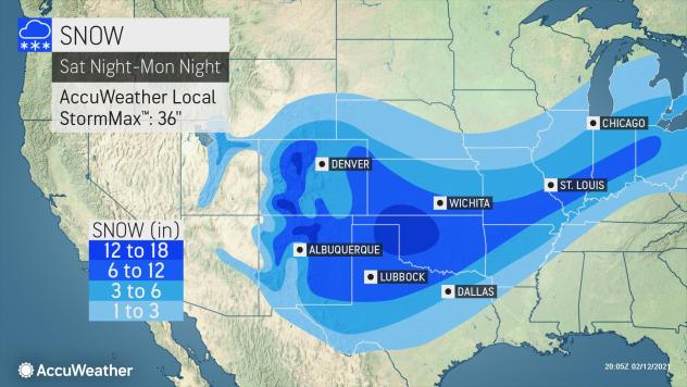 MAP Snow expected February 13-15, 2021 - AccuWeather