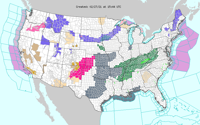 MAP United States weather alerts for February 27, 2021 - NWS