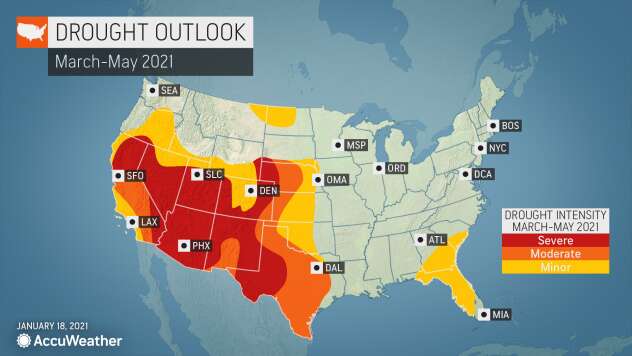 MAP U.S. drought outlook for March-May 2021 - AccuWeather MAP U.S. drought outlook for March-May 2021 - AccuWeather