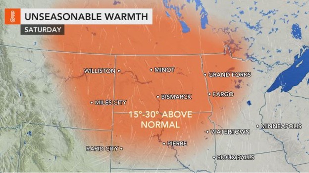 MAP Unseasonably warm temperatures in the northern United States March 6, 2021 - AccuWeather