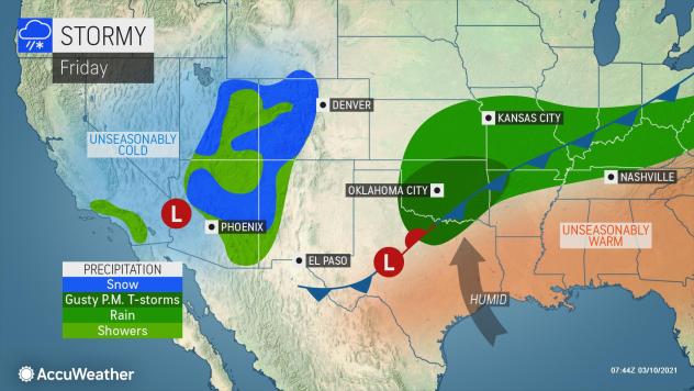 MAP Storms expected Friday, March 12, 2021 - AccuWeather